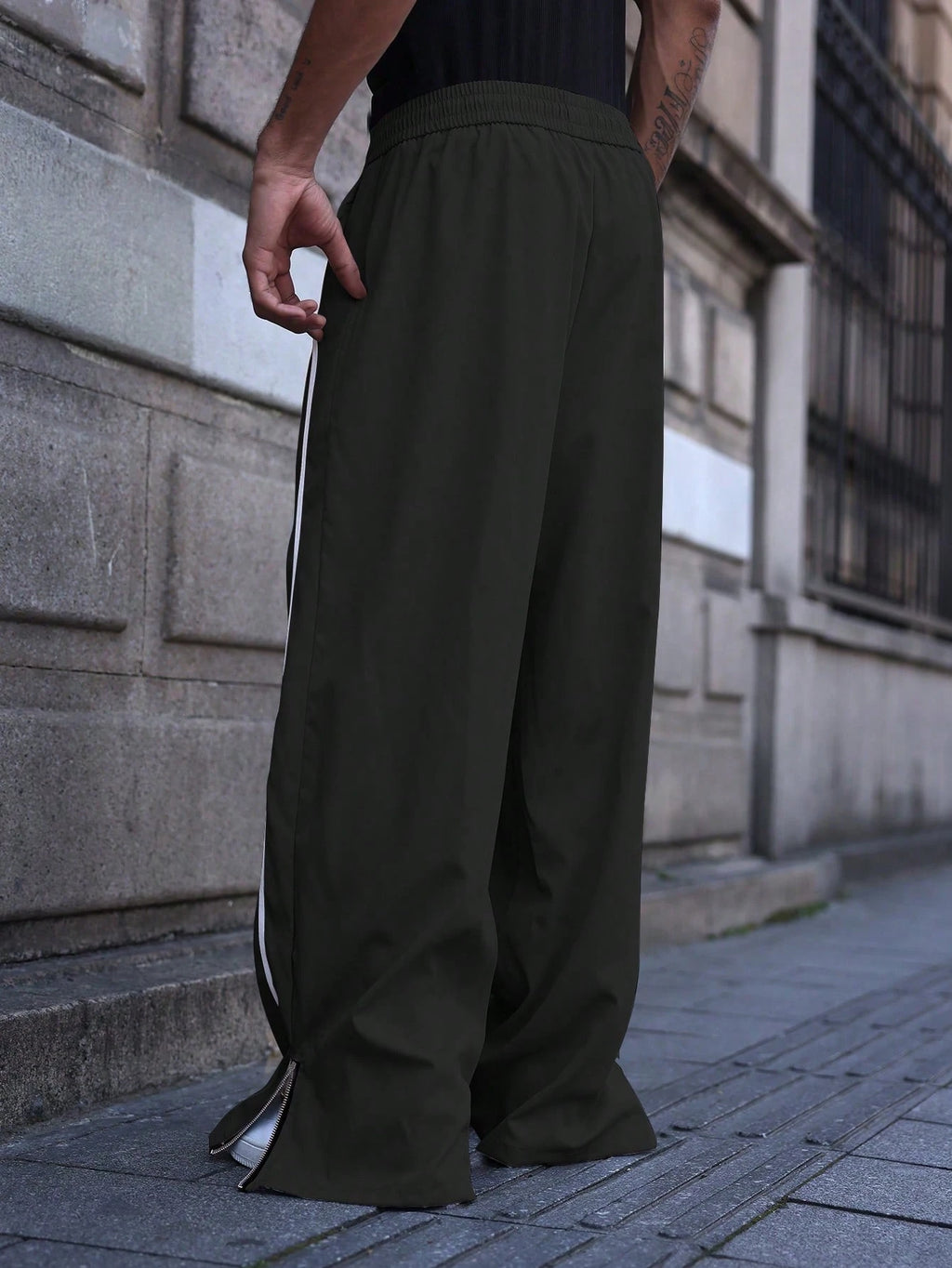 PAVTROS Men'S Wide Leg Printed Drawstring Waist Street Pants, Fall