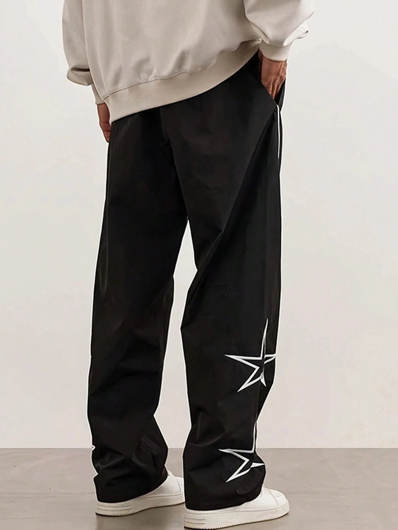 1Pc Men'S Straight Cut Star & Letter Printed Casual Streetwear Loose Fit Sweatpants, Fall